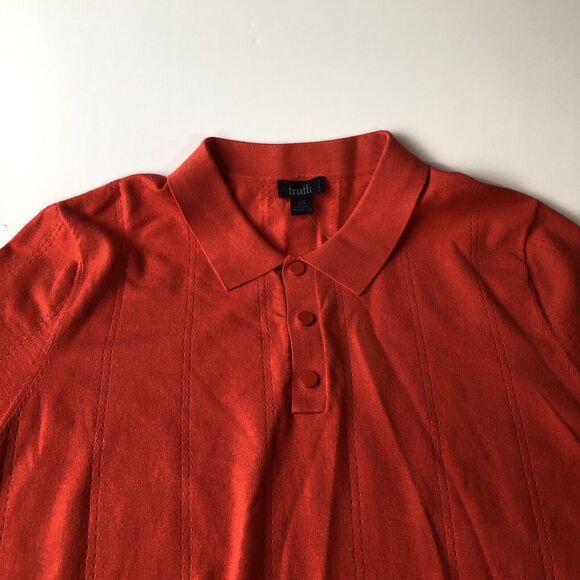 Truth by republic Men’s polo snap button Short sleeve, red orange large NWT - Picture 8 of 14